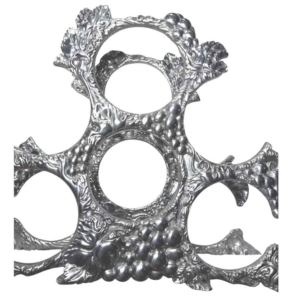 2004 ARTHUR COURT Cast Aluminum Grapes 6 WINE BOTTLE Rack Holder Retired‎ 11.5